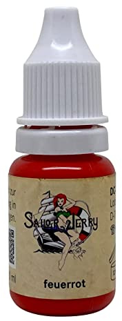 REACH-konforme Sailor Jerry Tattoofarbe Feuerrot, 10 ml rot. Made in GERMANY und mit Zertifikat, Tätowierfarbe, Tattoo Ink