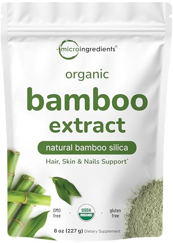 Micro Ingredients Organic Bamboo Extract Powder, 8oz (378 Servings) | Bamboo Plant Silica & Mineral Supplements | Natural Stem & Leaf Extract | Non-GMO, Gluten Free, Vegan Friendly