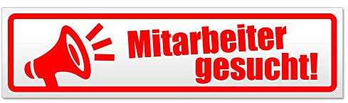 Kiwistar Magnetschild Mitarbeiter gesucht! Megaphone - 20cm Rot - magnetisch für Auto PKW Kfz - wiederverwendbares Hinweisschild aus Magnetfolie - für Fahrzeug, Truck