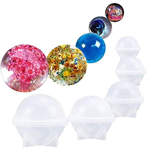 kakakooo DIY Sphère Ronde Moule en Silicone de Bain Bombe Bijoux Moulage Silicone résine Moisissures Moisissures Bijoux 5 Tailles différentes moules à Billes de Glace