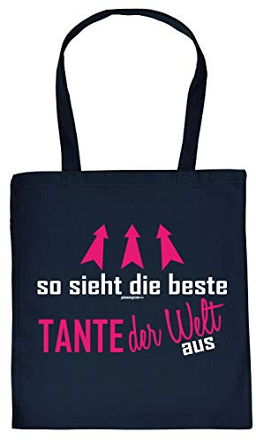 Tante Geschenk-Tasche - Sprüche Baumwolltasche Tante - Nichte - Neffe : so Sieht die Beste Tante der Welt aus - Einkaufstasche Tante - Stoff-Tasche - Farbe: Navyblau
