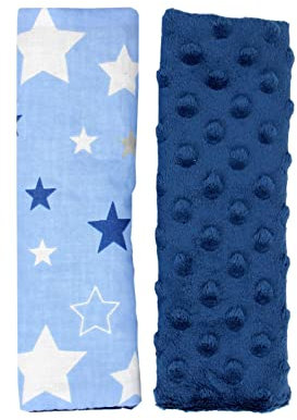 TupTam Kinder Auto Gurtschutz Gurtschoner 2er Pack, Farbe: Sterne Dunkelblau/Blau