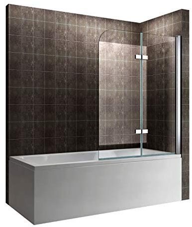 Moments of Glass Badewannenabtrennung 120x140 cm, Badewannenaufsatz faltbar und pendelbar, 2-teilig, 6 mm ESG Sicherheitsglas mit Nano-Beschichtung