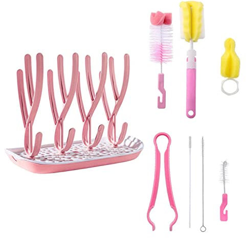 Tangger Trockenständer Babyflaschen flasche abtropfgestell Abtropfgestell für Babyflaschen Babyflaschen mit Flaschenreinigungsset flaschenbürste baby für Flaschen Saugern Bechern und Zubehör