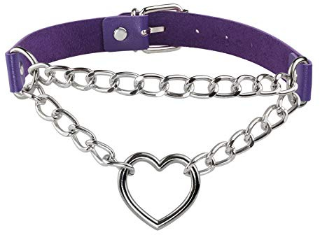 MILAKOO Choker-halsband i PU-läder, punk, cirkel/hjärta-berlock, justerbar krage, halsband för kvinnor, Läder
