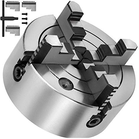 Vierbackenfutter 160 Mm Durchmesser, 4 Backenfutter Gusseisen Drehbankfutter, Vier Backen Spannfutter Mit Reversiblen Backen Und T-Schlüssel, Metalldrehfutter Für Drehmaschine