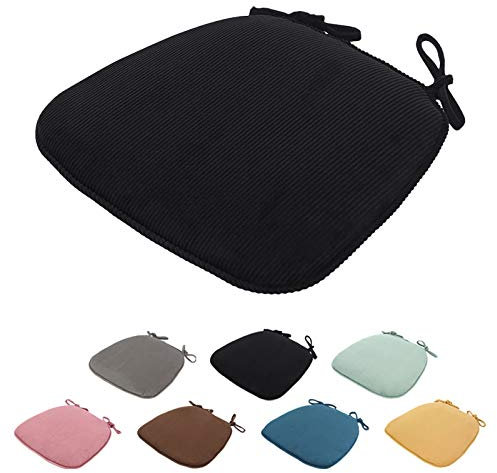 SWECOMZE 2 Stück Sitzkissen Stuhl 43x41x35cm - Sitzauflage Auflage Polster Stuhlkissen Sitzpolster mit Bändern Gartenstuhl (Schwarz)