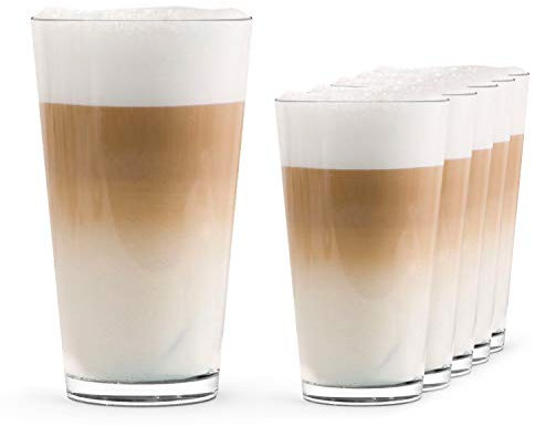 Tazze caffè vetro 300 ml - 6x tazza trasparente per caffè, cappuccino e latte macchiato lavabili in lavastoviglie - Tazze cappuccino trasparenti