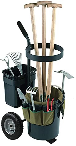 Yeeoy Rolling Garden Cart, Heavy Duty Lawn Yard Tool Cart, Mobile Gardening Cart Outdoor Beach Trolley Bucket Cart ​with 5 Gallon Bucket Oxford Bag for Tool Organizer