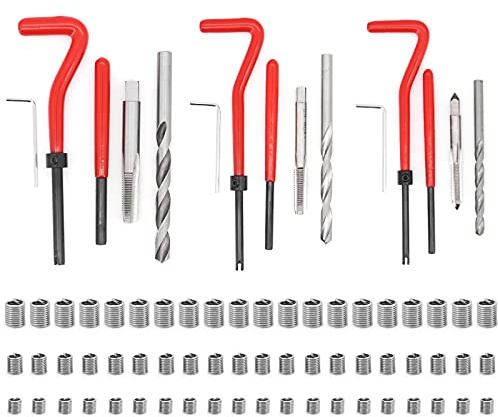 Yuhtech 75 Pièces Réparation des Filetages M5 M6 M8 Kit de Réparation de Filetage Filet Rapporté Helicoil Insert