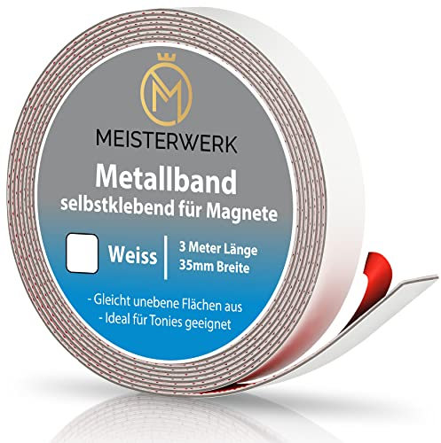 MEISTERWERK Metallband Selbstklebend für Tonies, Magnete & Tonie Tribüne | Magnetband Mit Starkem Schaumstoffkleber | Magnetleiste