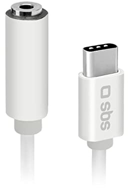 SBS Adaptateur Audio Jack Femelle 3,5 mm vers USB-C mâle, connecteurs en métal, pour Smartphone, Casque, stéréo Hi-FI, Haut-Parleur et écouteurs, câble Long de 9 cm pour Musique et appels