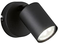 Fischer & Honsel LED Wandleuchte Vano mit Schalter Schlichter Wandspot für Wohnzimmer Flur Schlafzimmer GU10-Fassung Metall Sandschwarz 8 x 11cm 30368