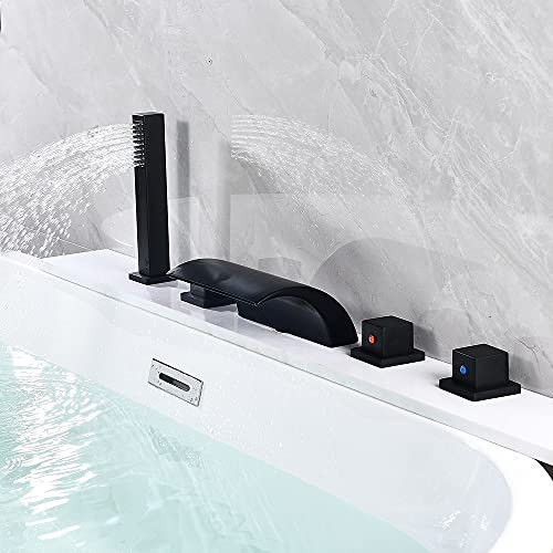 Robinet baignoire 5 trous, robinet monté sur jante de douche à main, cascade de robinet d'évier de robinet, robinet de baignoire pour usage domestique