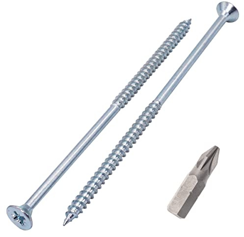 SKIR'CO (10 Stück) Stahl verzinkt 6,0 x 140 mm Silber Holzschrauben Spanplattenschrauben Teilgewinde Senkkopf