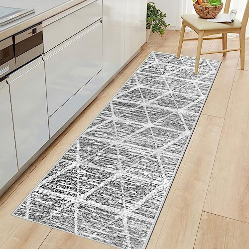 Tinyboy-hbq Teppich läufer für Flure rutschfest,Waschbar Läufer Flur Lange Weiche Kücheläufer für Schlafzimmer Flure Wohnzimmer Küche,Elfenbein Grau,60 x 300 cm
