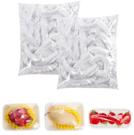 Forlush 200 pezzi di copertura alimentare in plastica elastica salvafreschezza sacchetto elastico riutilizzabile protezione antipolvere per alimenti conservazione della frutta
