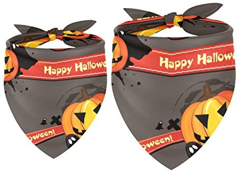 Hundehalstuch, Halloween-Kürbisse, Happy Halloween, Haustierschal, Chiffon-Halstuch, Dreieck-Lätzchen, Zubehör für kleine, mittelgroße und große Hunde, Welpen, Haustiere, 2 Stück