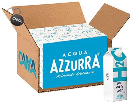 15 x Agua Azul H2O Box Save the Water Agua Mineral Natural Sin Burbujas en Brick 50 cl [CAIYA® BOX de 15 Brick]