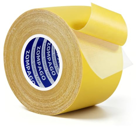 ZOMPAGO 10m Double Sided Carpet Tape,Heavy Duty Adhesive for Secure Rug Grip, No Residue, Easy Install, Ideal for Hardwood Floors, Tiles, and Carpeted Floor, Home & Office Use, 5cm Wide