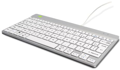 R-Go Clavier Compact Break, Filaire USB-C, avec Logiciel de Pause Anti-RSI, Raccourcis Multimédias, AZERTY Français, Compatible avec Windows/Mac/Linux, Blanc
