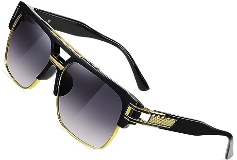 SHEEN KELLY Retro Oversize occhiali da sole pilota per gli uomini donne oro metallo telaio quadrato SunGlasses