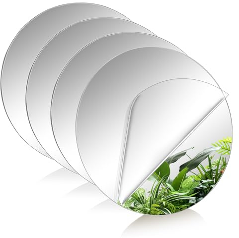 LDXDRU Paquete de 4 azulejos redondos de espejo de 30 cm, acrílico autoadhesivo de 2,5 mm de grosor para pared, puerta, baño, dormitorio, diseño circular