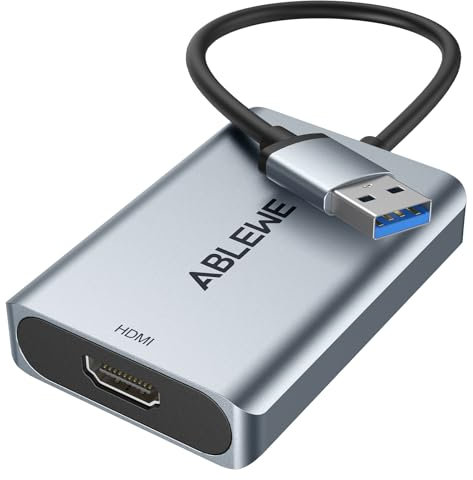 ABLEWE Adattatore da USB a HDMI, aggiornato in alluminio da HDMI a USB 3.0.2.0 Audio Video Grafica Cavo per PC Laptop Monitor Proiettore Desktop TV, Supporto Mac OS, Windows 10/8.1/8/7