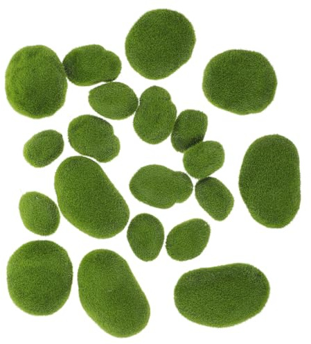 DIYEAH 20pcs Artificial Moss Stones Green Wall Decorative Fake Stones Fake Ornament Decorative Faux