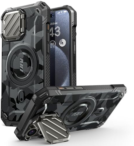 SUPCASE Coque pour iPhone 15 Pro Max Magnétique avec Protecteur Caméra Support Réglable [MagSafe Compatible] [Mag XT] Robuste Antichoc avec Béquille Intégrée Protection pour iPhone 15 Pro Max, Ombre