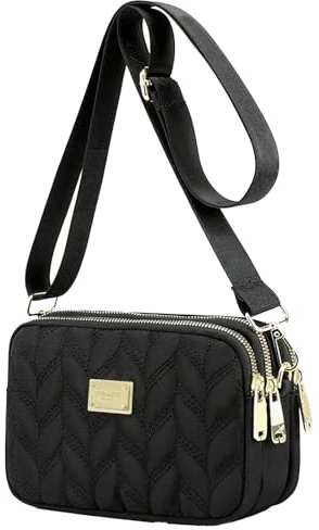 ModaZeal Ladies Crossbody Bag for Women Small Quilted Handbags Multi Pocket Shoulder Bags Women Nylon Cross Body Bags with Detachable Wide Strap