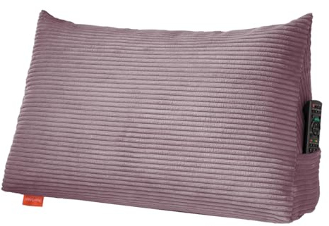sleepling Rückenkissen für Bett und Sofa 70x40x20cm, Cord Altrosa | Keilkissen, Lendenkissen, Lesekissen, Strandkissen, Großes Kissen zum Lesen mit Seitenfach, Made in EU, OEKO-TEX, Waschbar