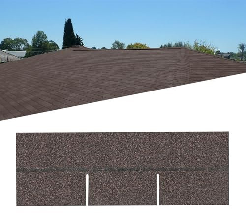 INMOZATA 18pcs Asphalt Roof Shingles, 2.61sqm Self-Adhesive Roofing Felt Shingles Tiles for Roof Sheds, Weather Resistant Waterproof Roofing Tiles(Coffee Brown)