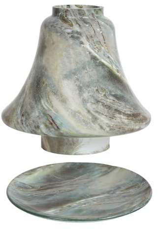 Accessori per candele aromatiche, paralume in barattolo con vassoio, set di piatti in vetro, effetto marmo, decorazione per la casa