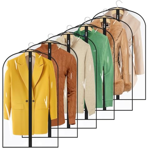 MISSLO All Clear Garment Bags for Hanging Clothes 40 Suit Bags for Closet Storage Plastic Clothes Covers for Shirts, Jackets, Coats, 6 Packs