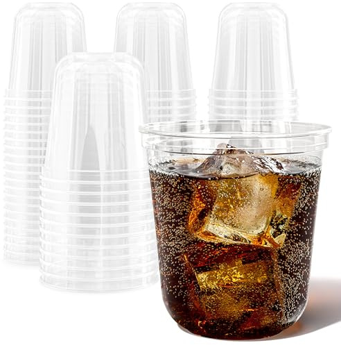 Stock Your Home 12 oz Clear Commercially Compostable Wine Cups (100 Pack) - Plant Based Eco Party Cup, Environmentally Friendly Recyclable Disposable Sustainable for Water & Beer, Stemless