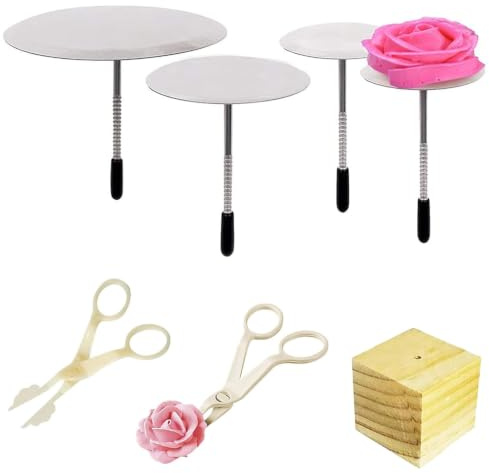 Dolaso 7 Stück Icing Blumennagel Set, Fondant Deko Kuchen Dekorieren Nägel Kuchen Blumennagel Icing Nagel Set Kunststoffscheren, zum Verzieren von Cupcakes und Torten