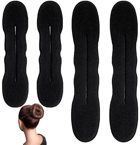 WERIGONI 4er-Pack Magic Bun, Bobby Clip Sponge Clip Frisur Donut Bun Flexibler wiederverwendbarer Dutt-Lockenwickler für Hochsteckfrisuren, Ballett-Dutts
