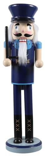 Garneck Christmas Policeman Nutcracker Figure Decor, 15 Inch Wooden Nutcracker Ornaments Puppet for Xmas Holiday Table Decor