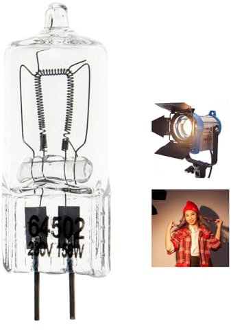 BOLLUMA Lampadina Alogena Fresnel 150W 3200K 230V GX6.35, Lampada Alogena Fresnel a Fascio Continuo, Luce Video al Tungsteno Caldo per Film, Spot Pubblicitari, Notizie, Fotografia di Prodotti