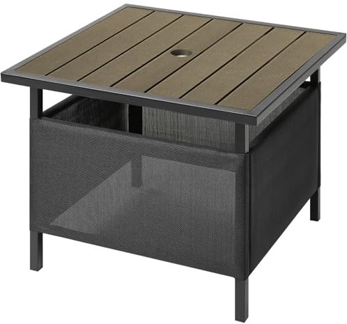 LZRS Adirondack - Tavolino quadrato con foro per ombrellone, tavolo da patio in materiale composito HDPE, per cortile, piscina, compagno per interni, facile manutenzione e resistente alle intemperie