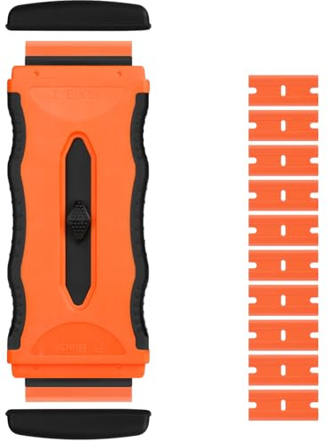 Flintronic 1 st fönsterskrapa, keramikplatta, med 10 stycken plastblad, för induktionshäll, bil, glas, spegel, självhäftande, rengöring