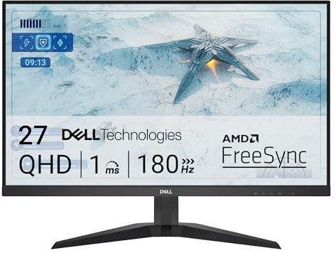 Dell Monitor para juegos G2725D - QHD de 27 pulgadas (2560 x 1440) hasta 180 Hz, tiempo de respuesta de 2 ms, pantalla RGB del 99%, conectividad DisplayPort/HDMI, AMD FreeSync, Comfortview
