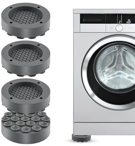 Schwingungsdämpfer Waschmaschine, 4 Stück Vibrationsdämpfer, Universal Waschmaschine Füße, Waschmaschine Fußpolster für Waschmaschine, Trockner, Kühlschrank, Tisch (Grau)