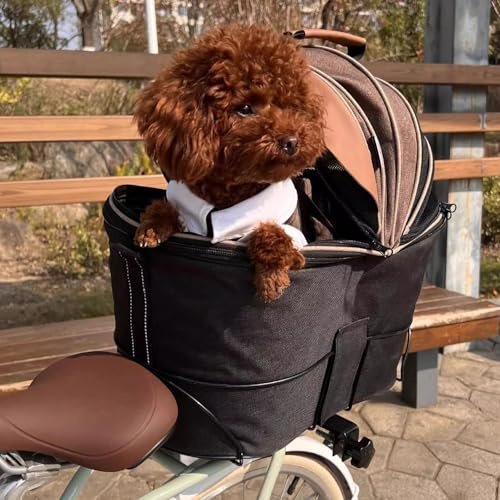 LYXXJRYBHD Hundekorb Fürs Fahrrad, Fahrradkorb Vorne, Haustier-Rucksack Mit Abnehmbarem Gepäckträger, Kann Im Auto, in Der Hand Oder Quer Über Den Körper Getragen Werden