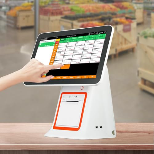Caisse Enregistreuse Intelligente à Double éCran Tactile 15,6 Pouces (Wi-Fi IntéGré) - Imprimante Thermique 58 Mm + Haut-Parleur, Pour Restaurants, SupermarchéS, Bars, CaféS