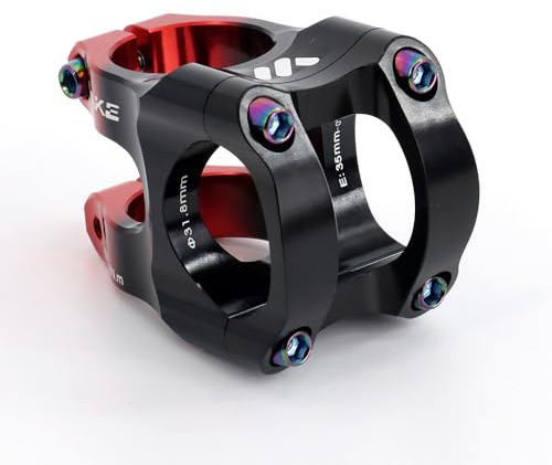 BESNIN Fahrrad Vorbau 0 Grad 31.8mm für Lenker 35mm Kurzer Fahrrad Vorbau Zwei Farben Mix Vorbau Buntes Fahrrad Vorbau (schwarz und rot)