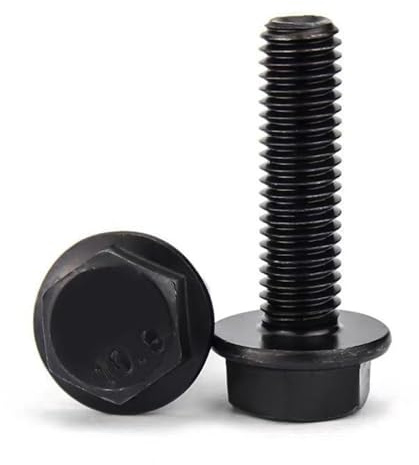 40Brida Tornillos Cabeza Hexagonal Acero Aleado M8*25 Grado10.9 con Dientes | Acabado negro, sujetadores fiables para montajes mecánicos y aplicaciones industriales.
