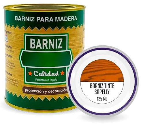 AC - Bote de Barniz Brillo para Madera - Fabricado en España - Ideal para todo tipo de Maderas, vigas, cerchas, marcos, etc. - Capacidad de 125 ML - Sapelly