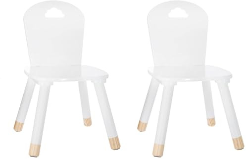 ATMOSPHERA CREATEUR D'INTERIEUR Silla de Madera para niños-Decoración Nube-Color Blanco, marrón, L. 28 x l. 50 x H. 28 cm (Paquete de 2)